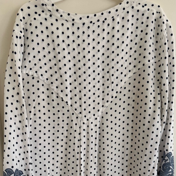 Zara Basic Navy Polka Dot Top - Picture 2 of 7